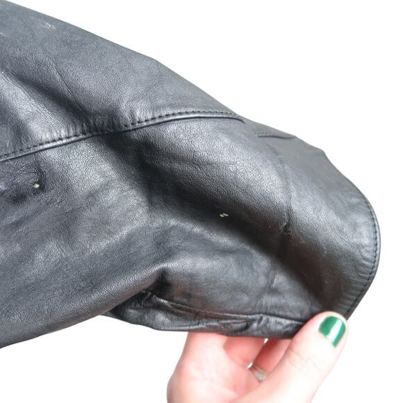 Vintage 80s Switzer's Black Leather Dolman Sleeve Jacket Womens M - Picture 9 of 10
